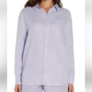 GAP Light Lavender Long Sleeve linen Button-Up Top
